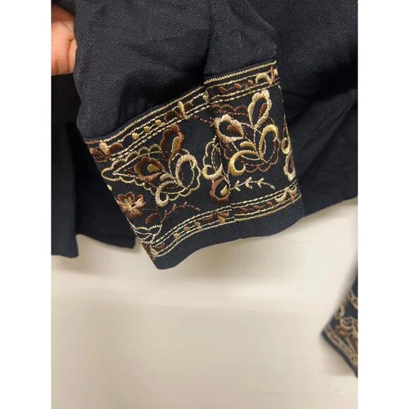 Vintage Sheri Martin Black Cropped Bolero Embroidered Jacket  Sz 10 - Picture 4 of 8